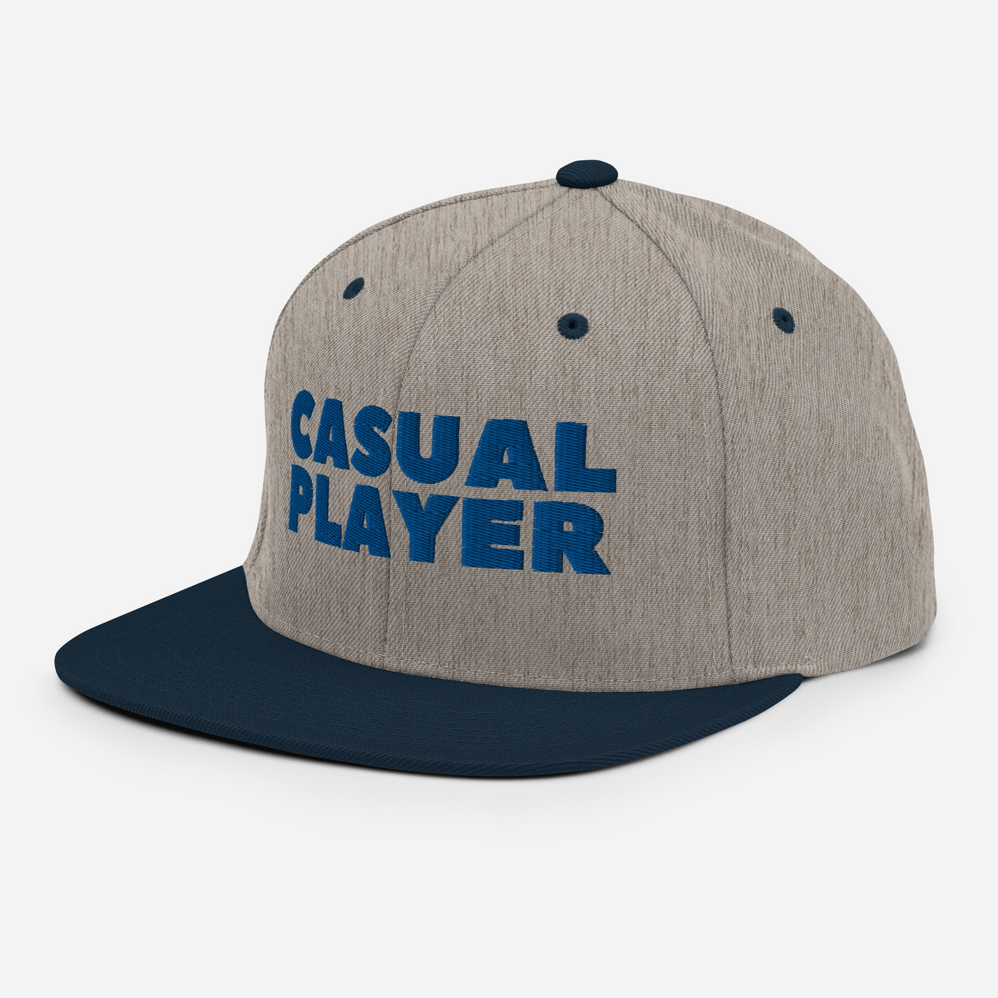 'CASUAL PLAYER' Backgammon Snapback Hat (blue embroidery)