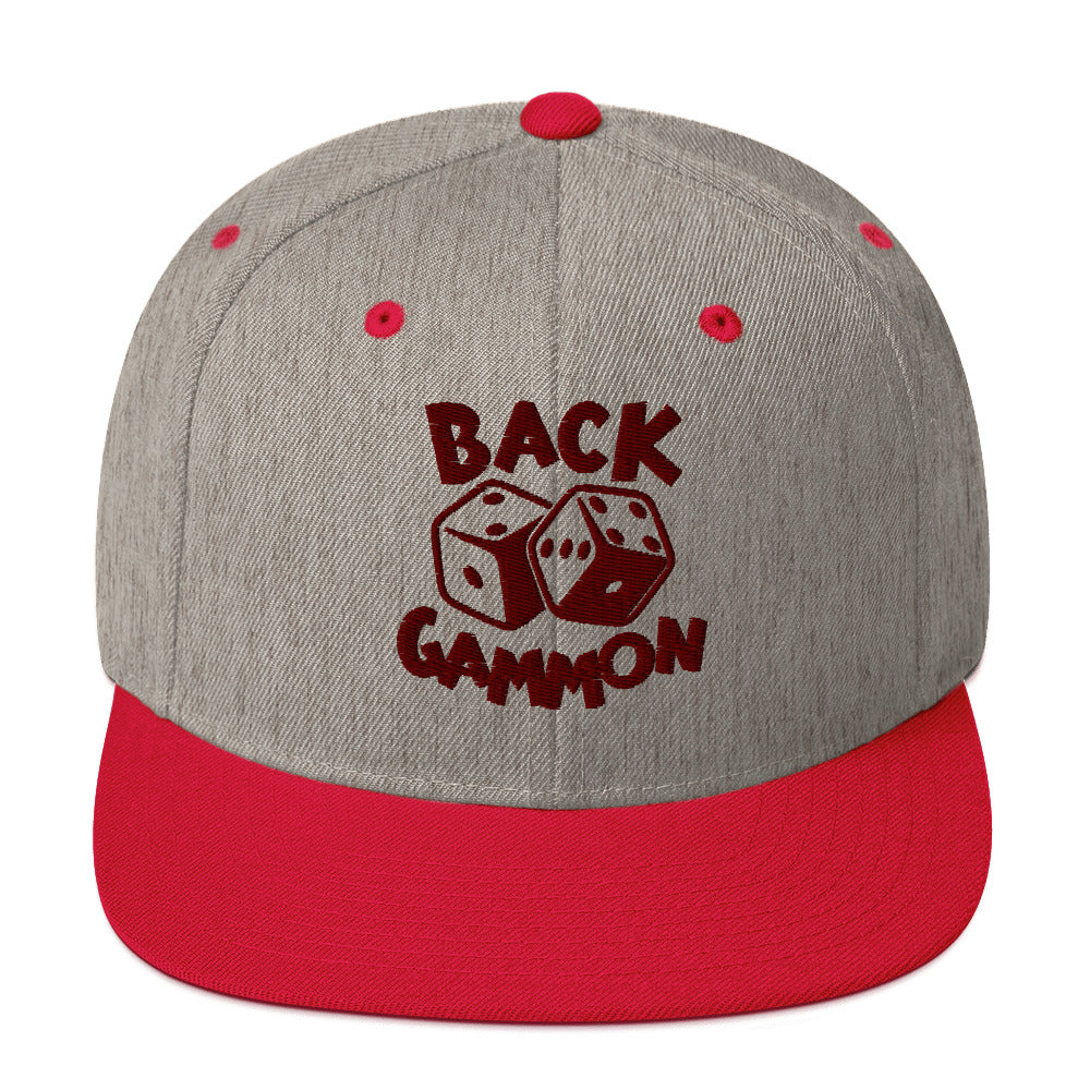 Backgammon Snapback Hat (maroon embroidery)