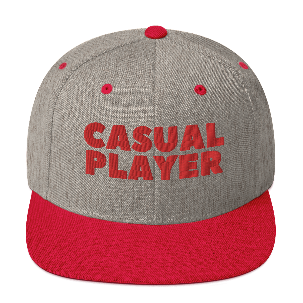 'CASUAL PLAYER' Backgammon Snapback Hat (red embroidery)