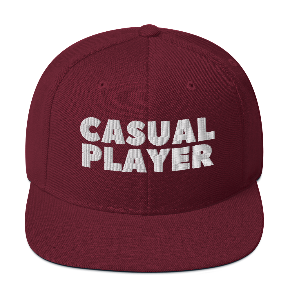 'CASUAL PLAYER' Backgammon Snapback Hat (white embroidery)