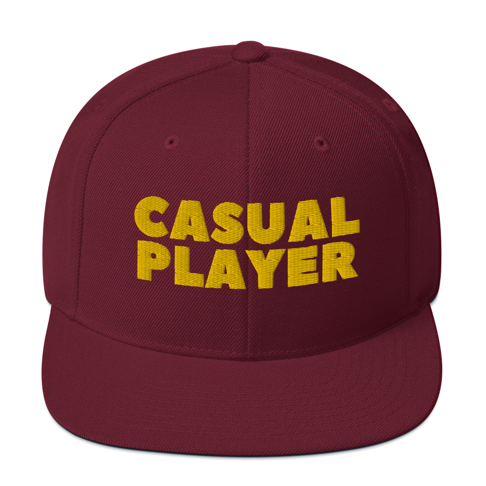 'CASUAL PLAYER' Backgammon Snapback Hat (yellow embroidery)