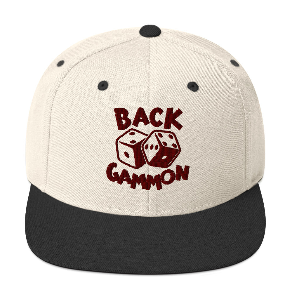 Backgammon Snapback Hat (maroon embroidery)