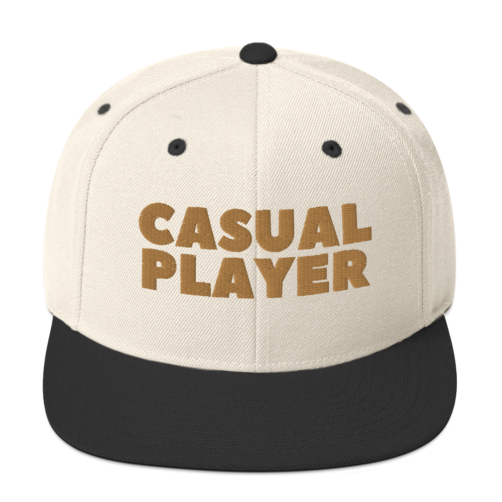 'CASUAL PLAYER' Backgammon Snapback Hat (gold embroidery)