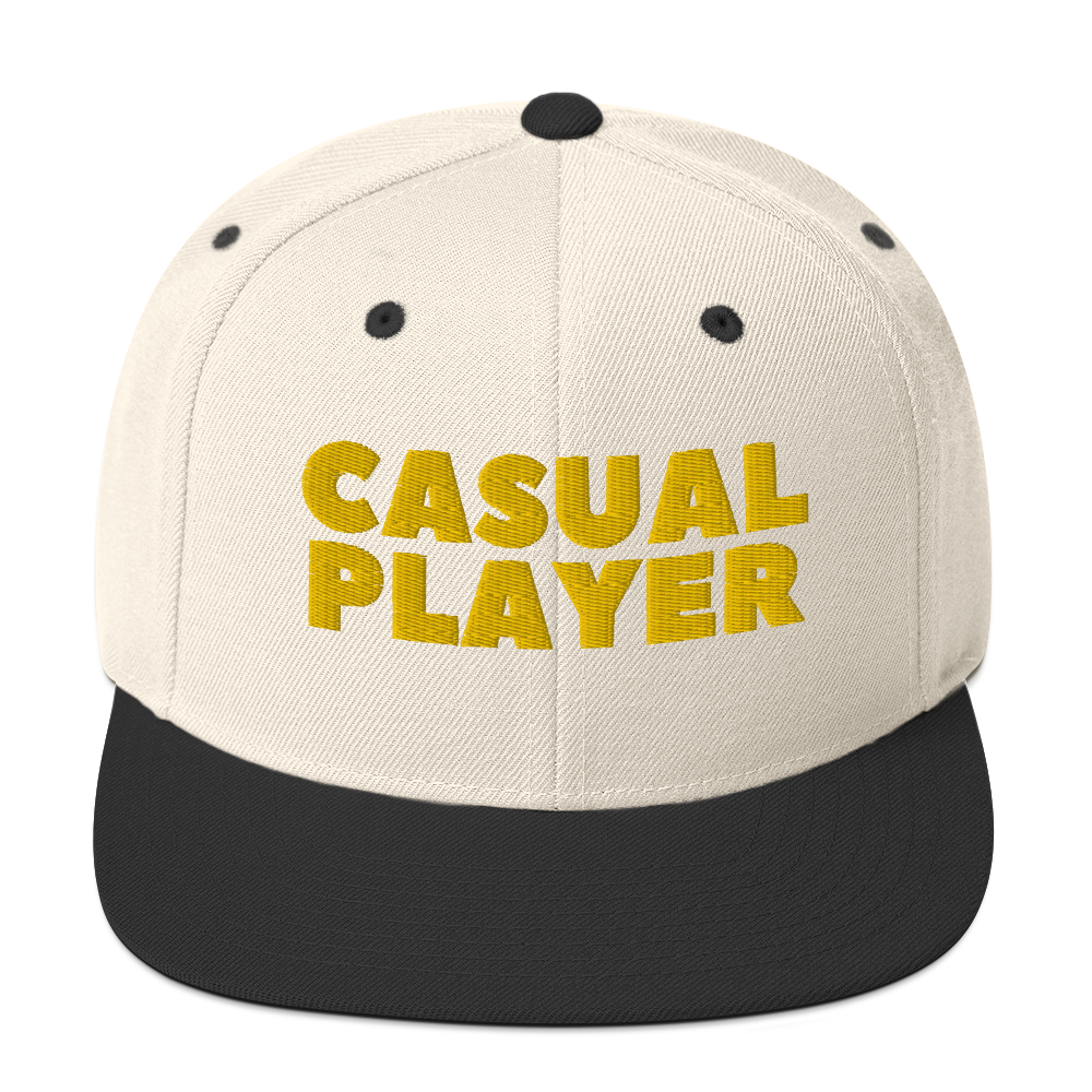 'CASUAL PLAYER' Backgammon Snapback Hat (yellow embroidery)