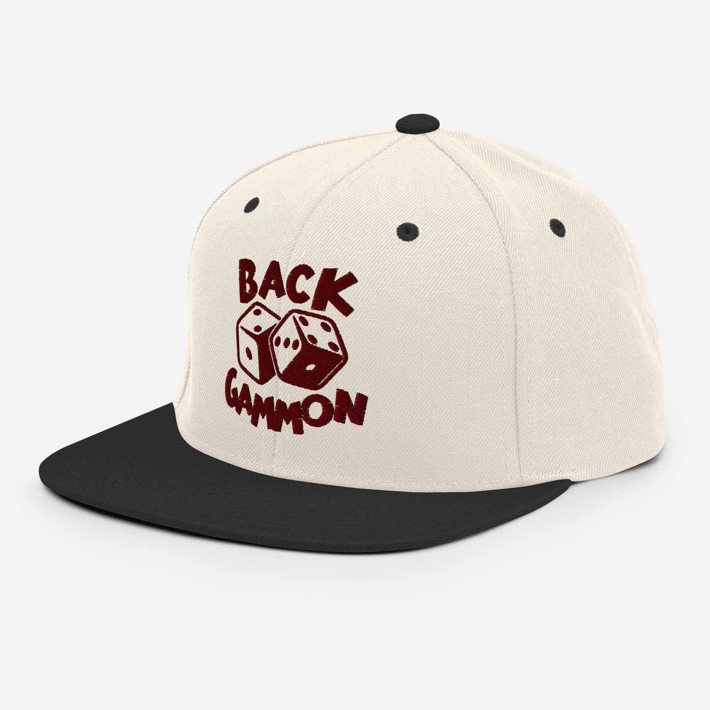 Backgammon Snapback Hat (maroon embroidery)