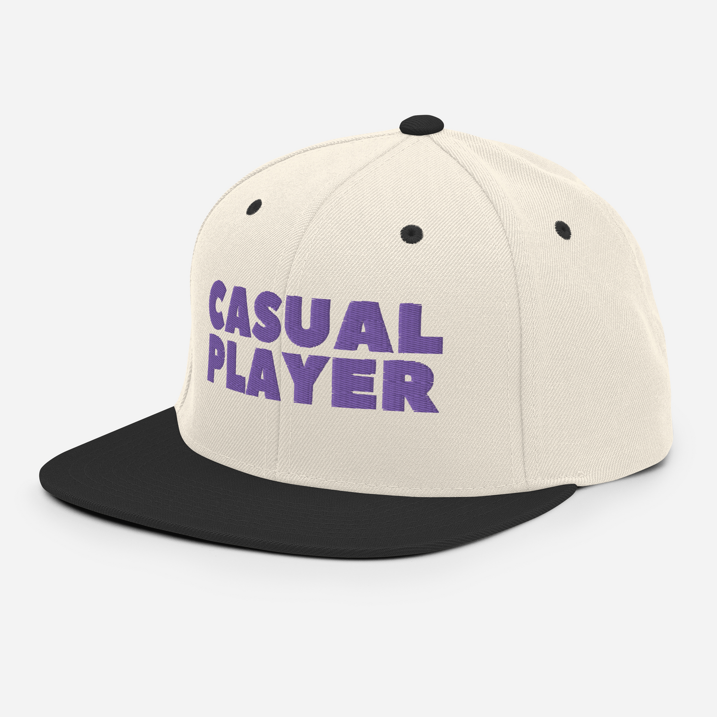 'CASUAL PLAYER' Backgammon Snapback Hat (purple embroidery)