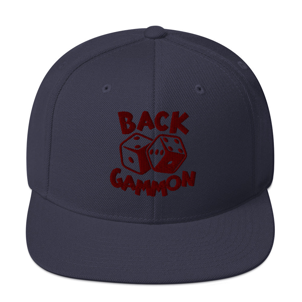 Backgammon Snapback Hat (maroon embroidery)