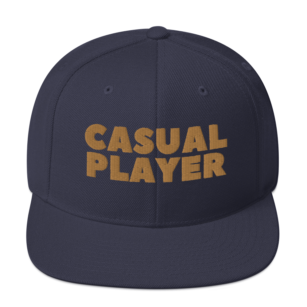 'CASUAL PLAYER' Backgammon Snapback Hat (gold embroidery)