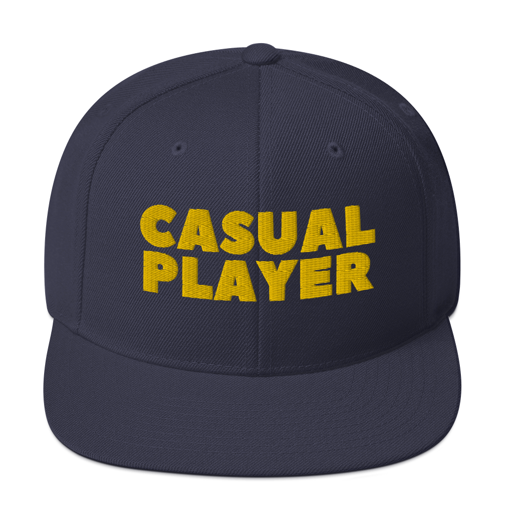 'CASUAL PLAYER' Backgammon Snapback Hat (yellow embroidery)