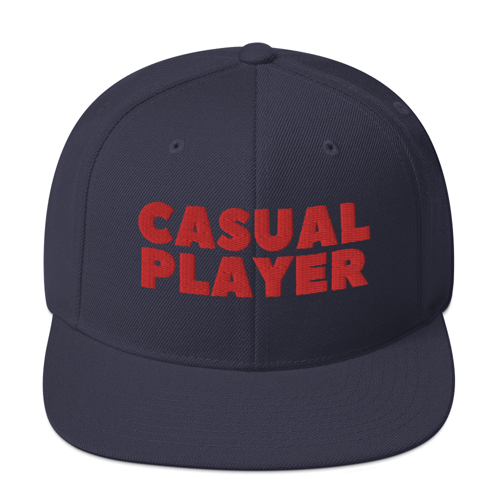 'CASUAL PLAYER' Backgammon Snapback Hat (red embroidery)