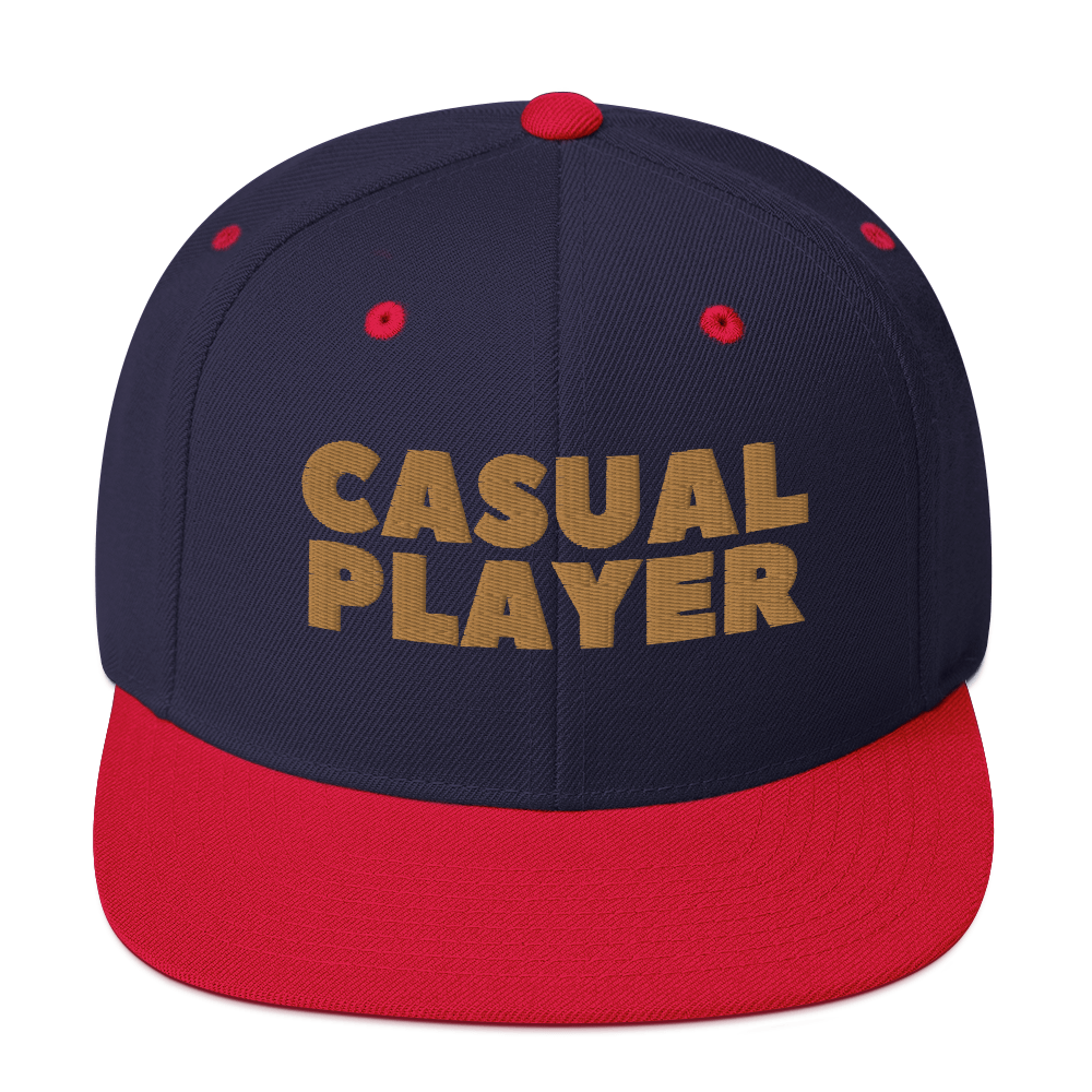 'CASUAL PLAYER' Backgammon Snapback Hat (gold embroidery)