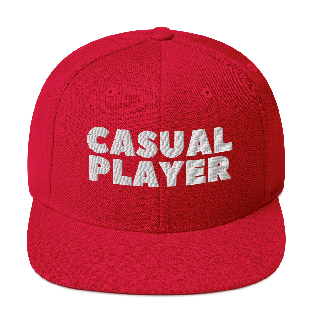 'CASUAL PLAYER' Backgammon Snapback Hat (white embroidery)