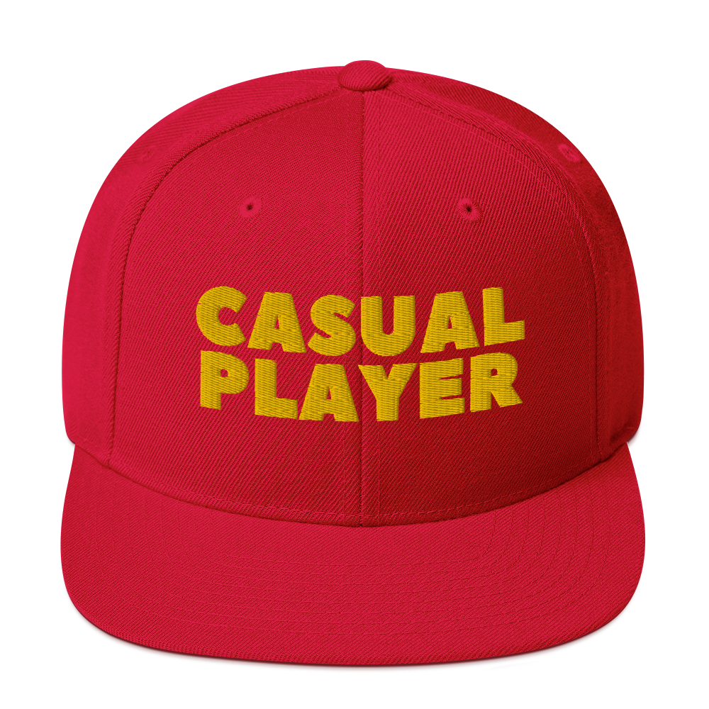 'CASUAL PLAYER' Backgammon Snapback Hat (yellow embroidery)