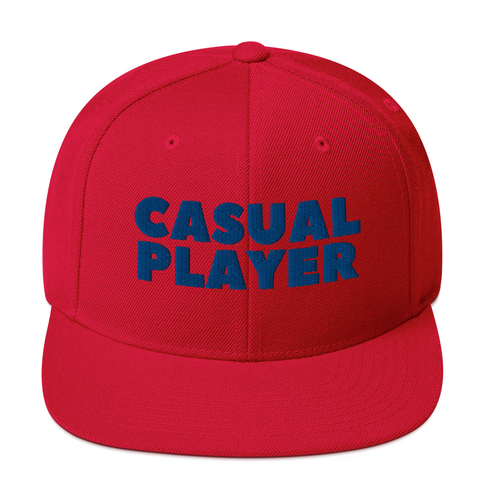 'CASUAL PLAYER' Backgammon Snapback Hat (blue embroidery)