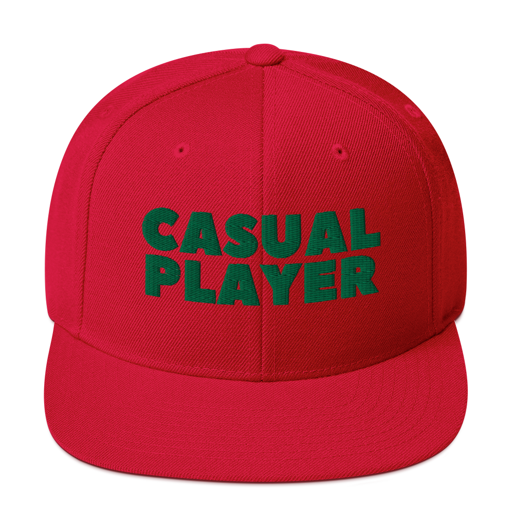 'CASUAL PLAYER' Backgammon Snapback Hat (green embroidery)