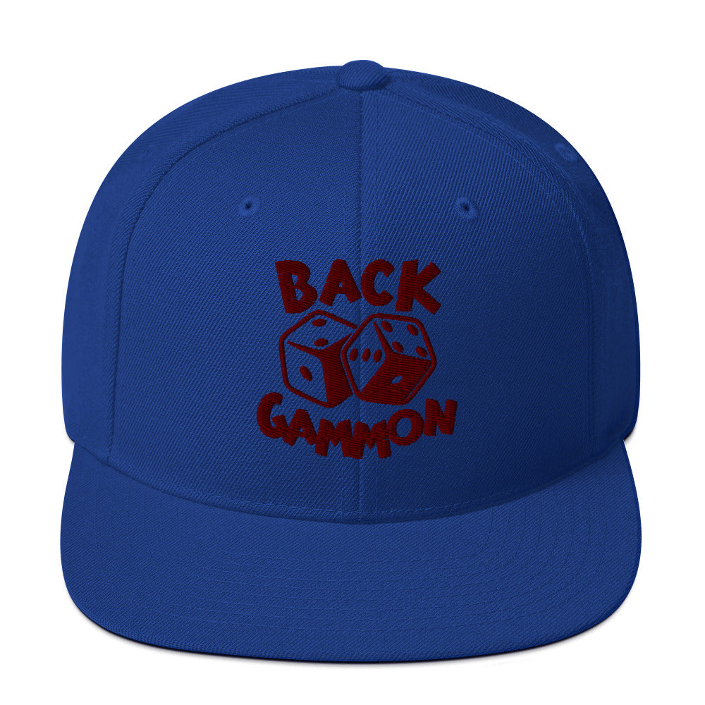 Backgammon Snapback Hat (maroon embroidery)