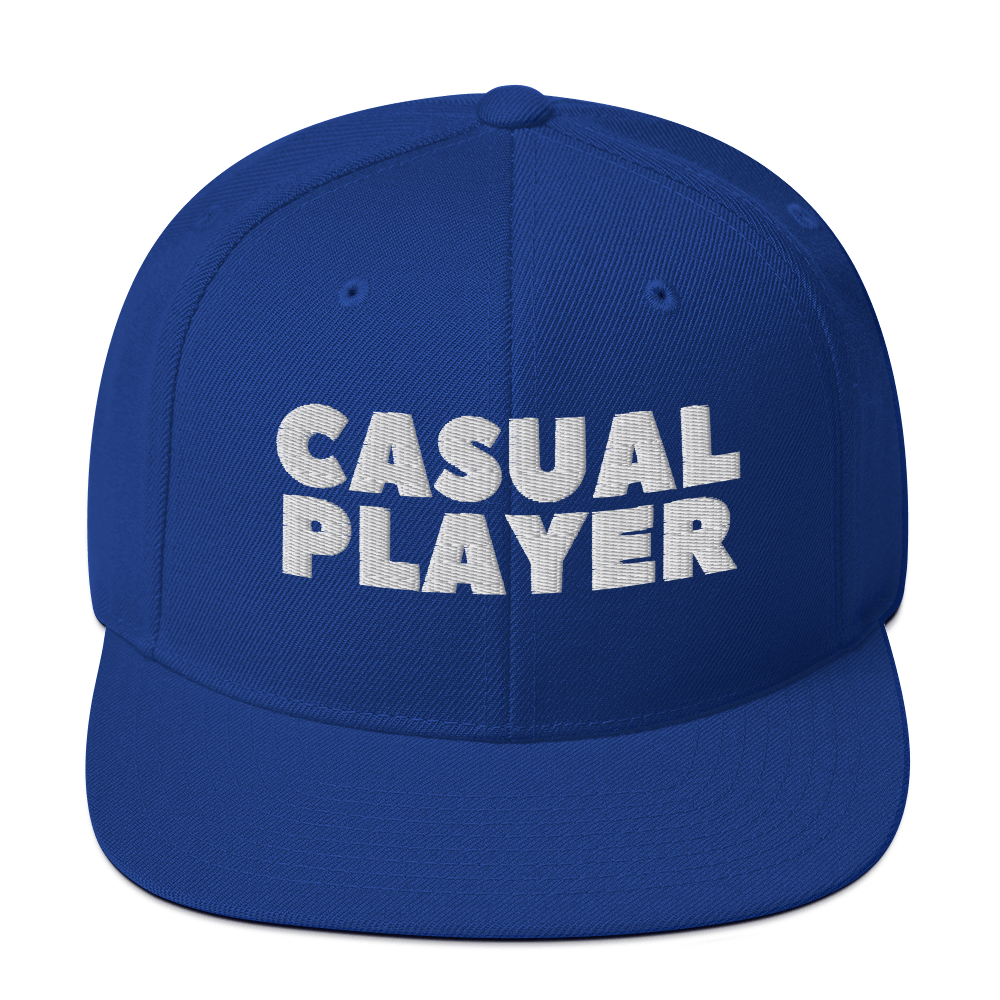 'CASUAL PLAYER' Backgammon Snapback Hat (white embroidery)