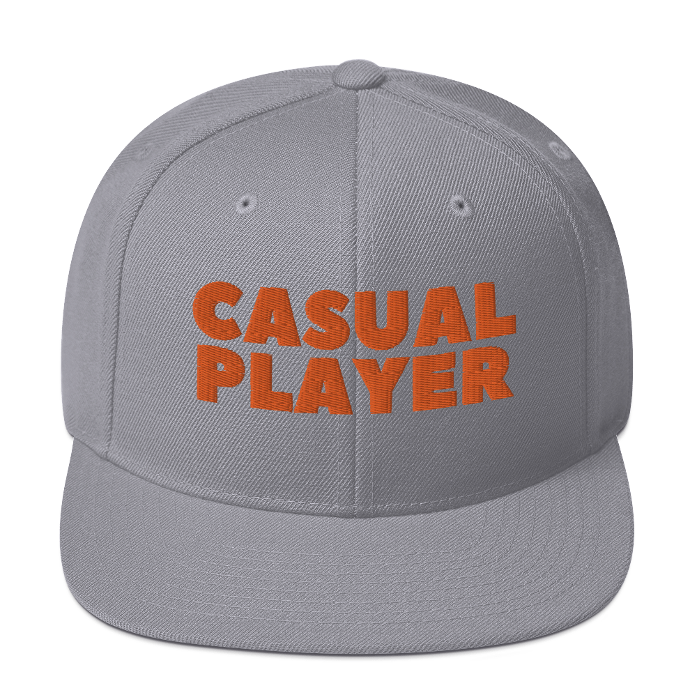 'CASUAL PLAYER' Backgammon Snapback Hat (orange embroidery)