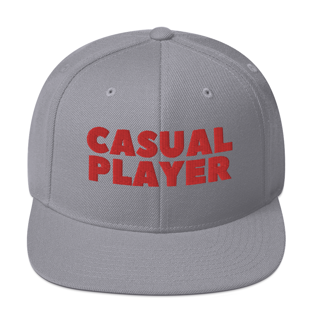 'CASUAL PLAYER' Backgammon Snapback Hat (red embroidery)