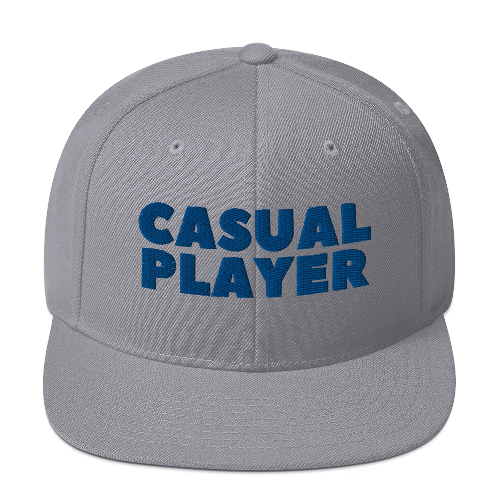 'CASUAL PLAYER' Backgammon Snapback Hat (blue embroidery)