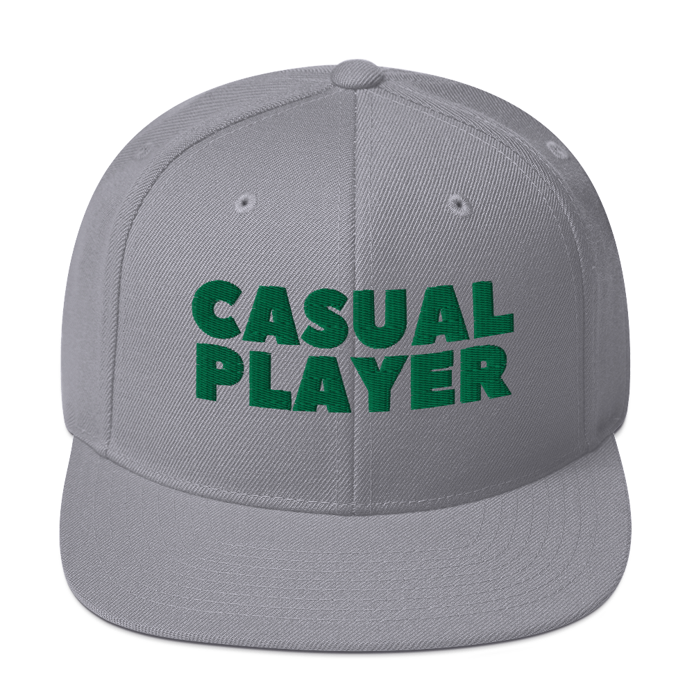 'CASUAL PLAYER' Backgammon Snapback Hat (green embroidery)