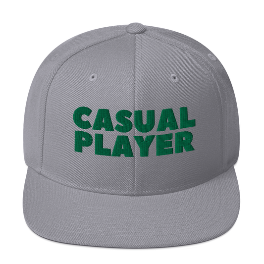 'CASUAL PLAYER' Backgammon Snapback Hat (green embroidery)