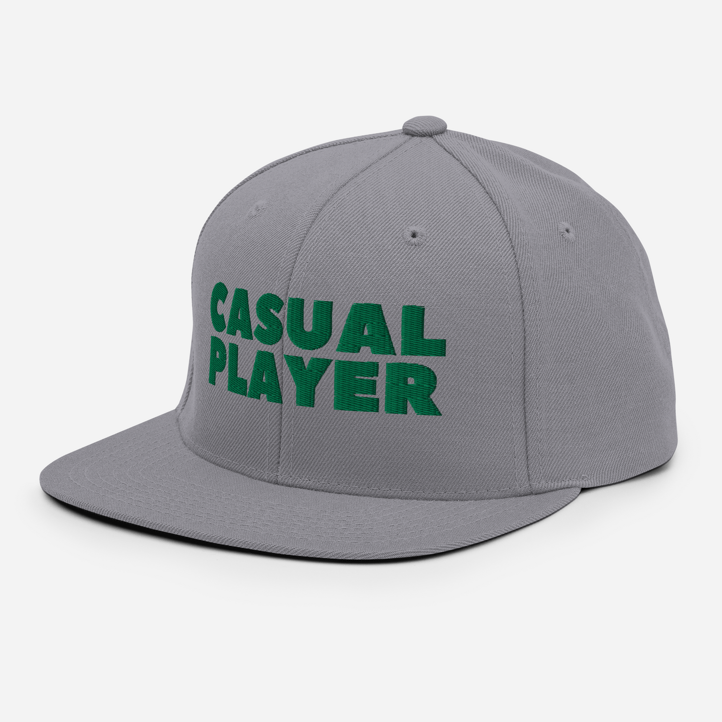 'CASUAL PLAYER' Backgammon Snapback Hat (green embroidery)