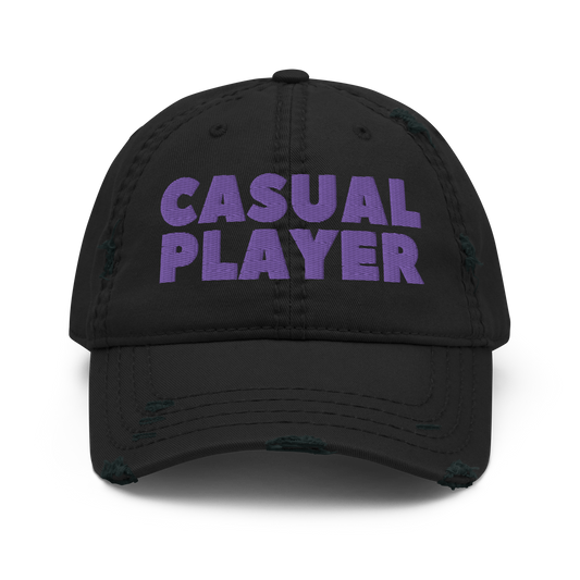 'CASUAL PLAYER' Distressed Dad Hat (purple embroidery)