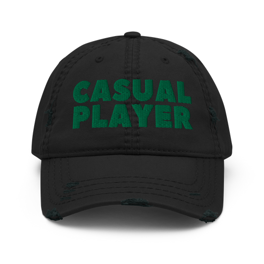 'CASUAL PLAYER' Distressed Dad Hat (green embroidery)