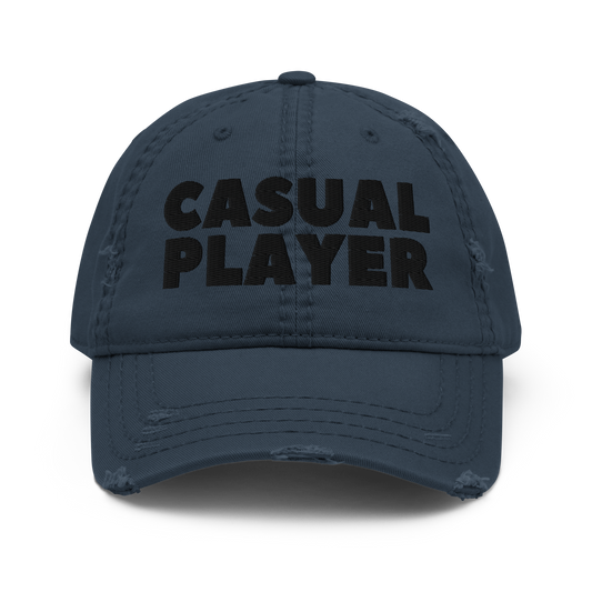 'CASUAL PLAYER' Distressed Dad Hat (black embroidery