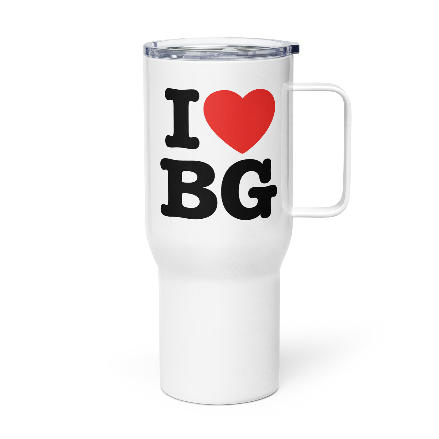 "I HEART" BG" Backgammon Travel Mug