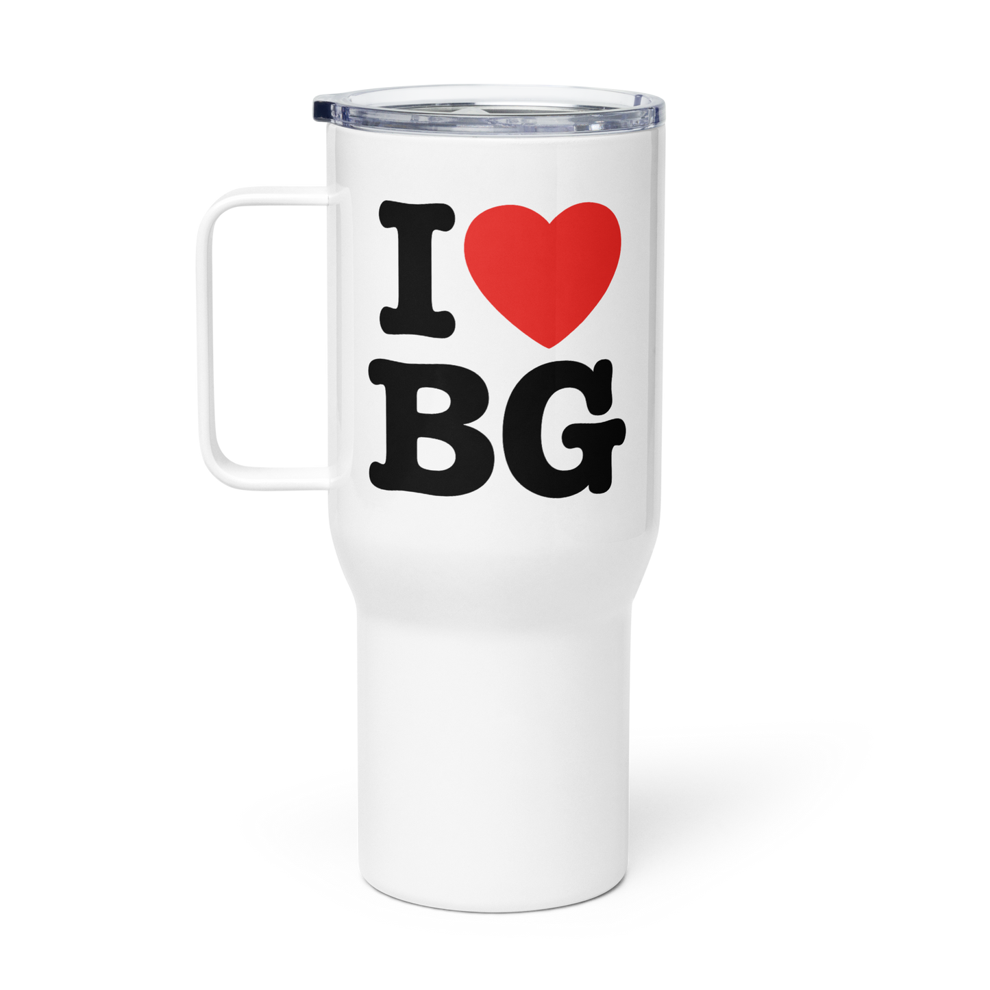 "I HEART" BG" Backgammon Travel Mug