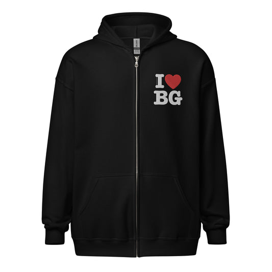 "I HEART BG" Backgammon Zip Hoodie