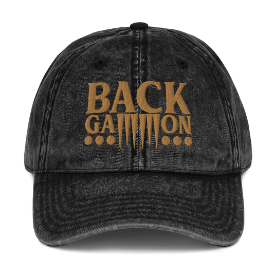 Backgammon Vintage Cotton Twill Hat (gold embroidery)