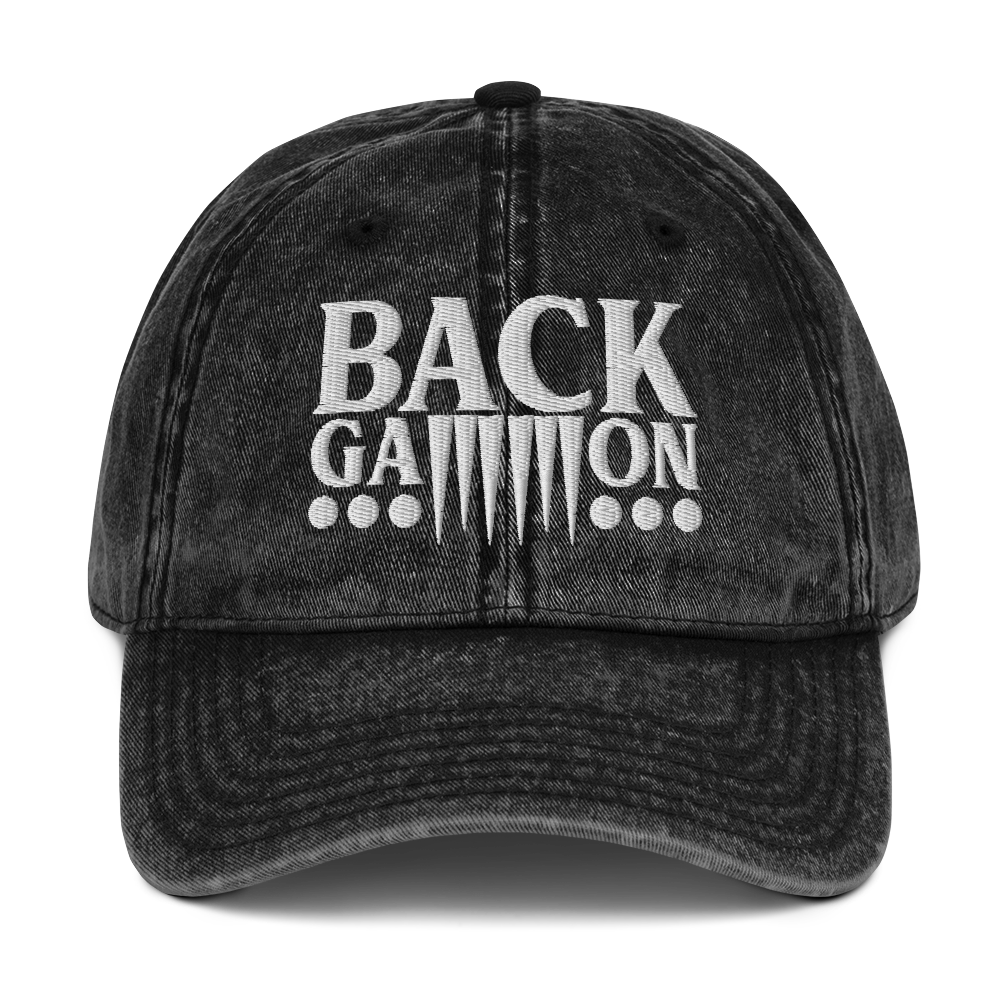 Backgammon Vintage Cotton Twill Hat (white embroidery)