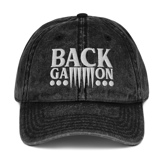 Backgammon Vintage Cotton Twill Hat (white embroidery)