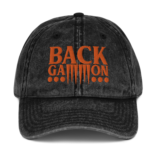 Backgammon Vintage Cotton Twill Hat (orange embroidery)