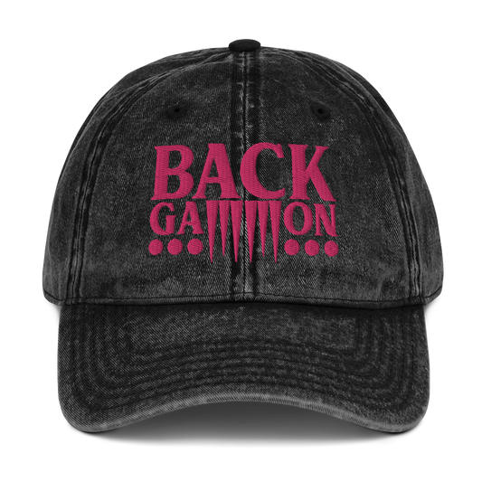 Backgammon Vintage Cotton Twill Hat (pink embroidery