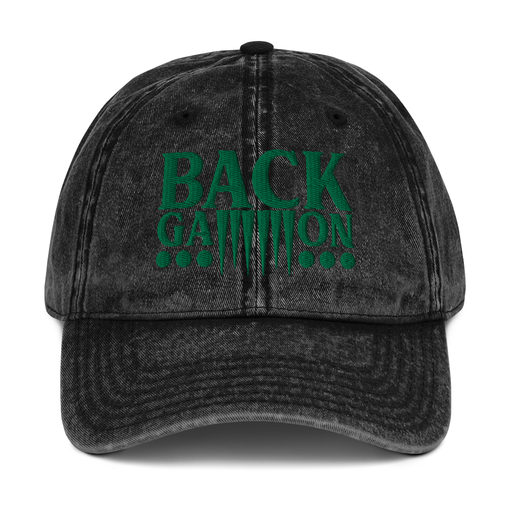 Backgammon Vintage Cotton Twill Hat (green embroidery)