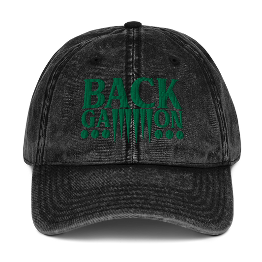 Backgammon Vintage Cotton Twill Hat (green embroidery)