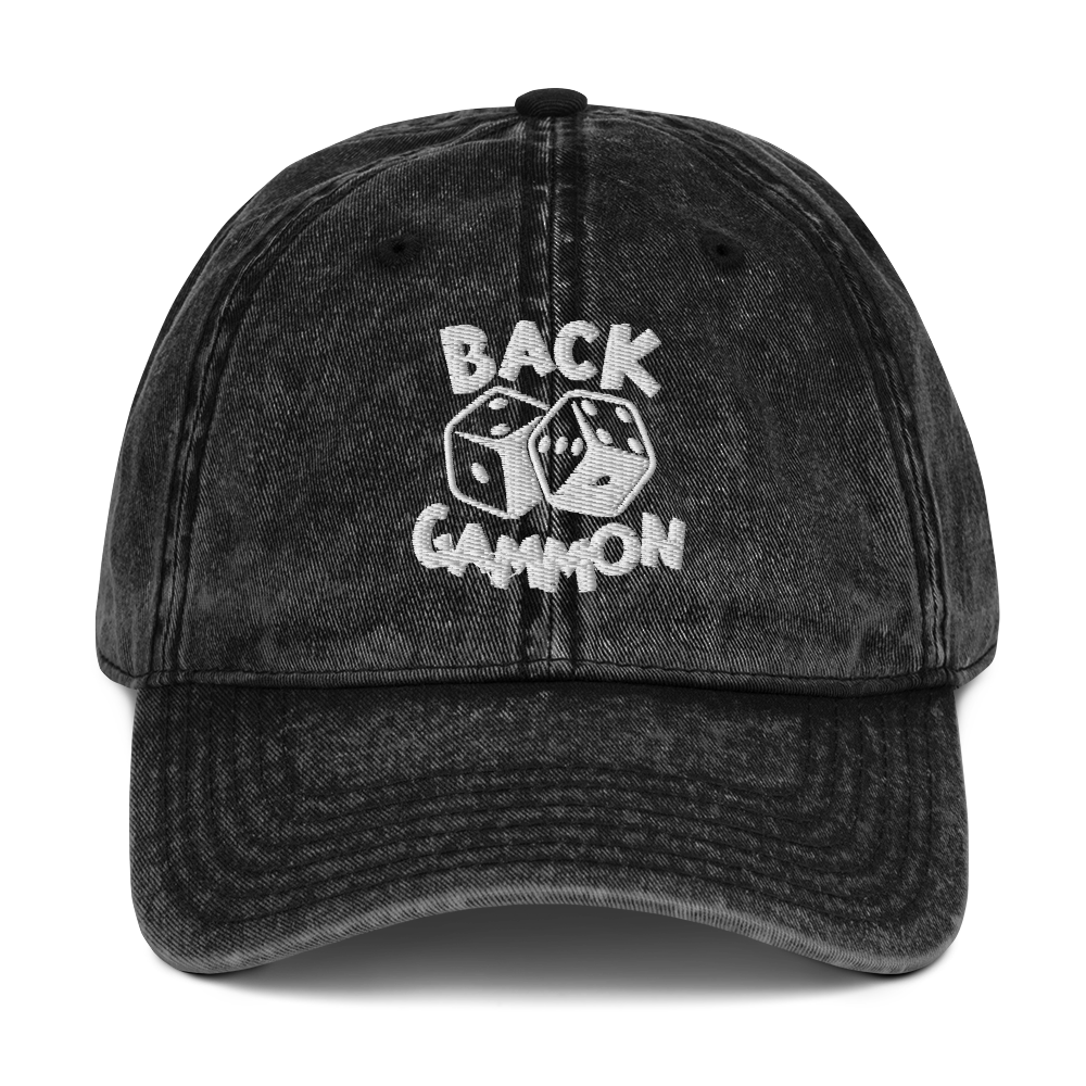 Backgammon Vintage Cotton Twill Hat (white embroidery)