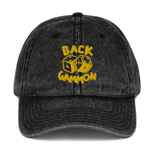 Backgammon Vintage Cotton Twill Hat (yellow embroidery)