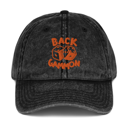 Backgammon Vintage Cotton Twill Hat (orange embroidery)