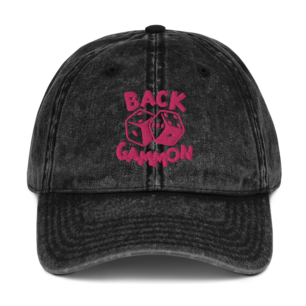 Backgammon Vintage Cotton Twill Hat (pink embroidery)