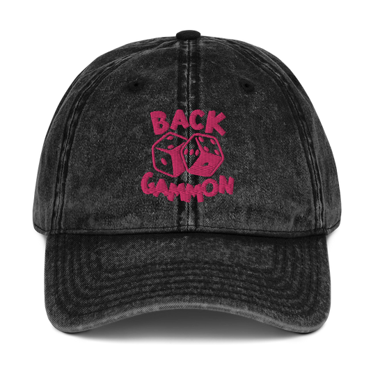 Backgammon Vintage Cotton Twill Hat (pink embroidery)