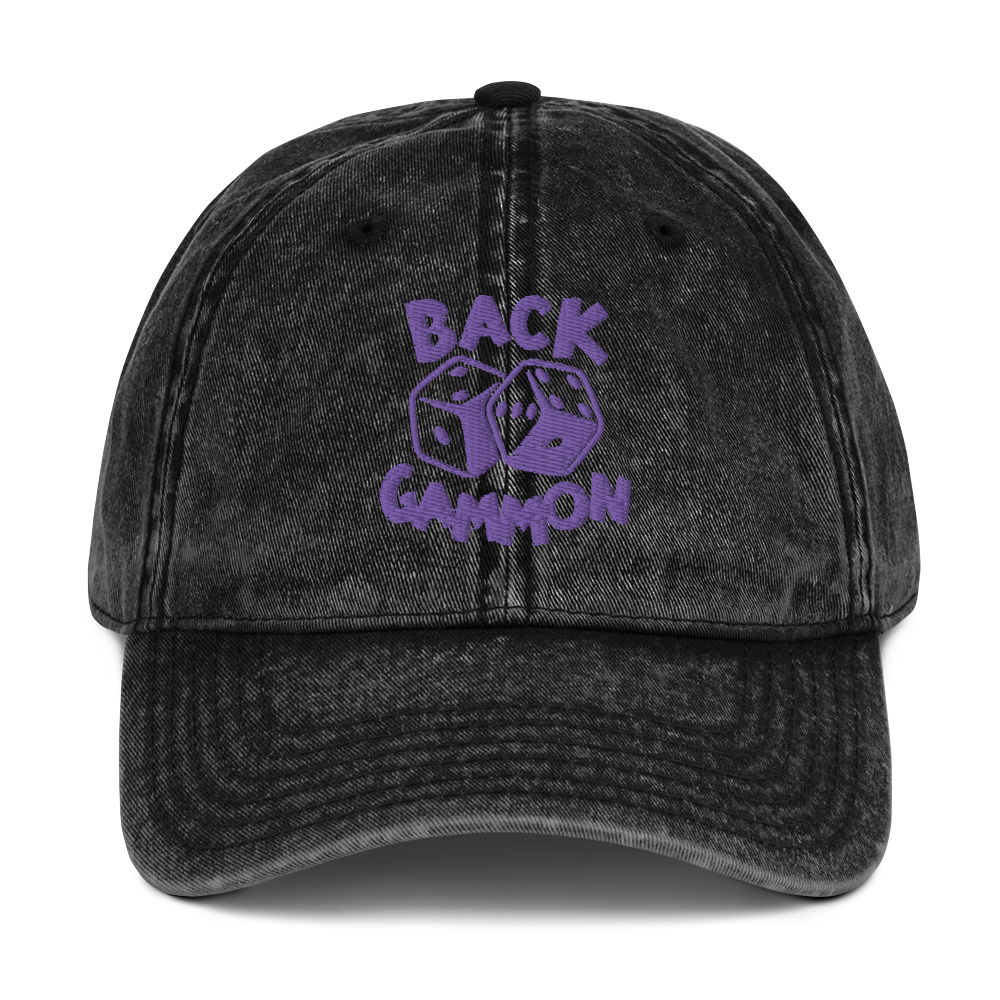 Backgammon Vintage Cotton Twill Hat (purple embroidery)