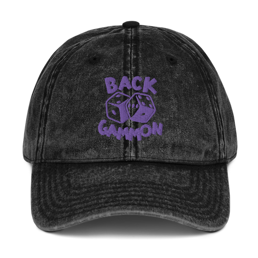 Backgammon Vintage Cotton Twill Hat (purple embroidery)