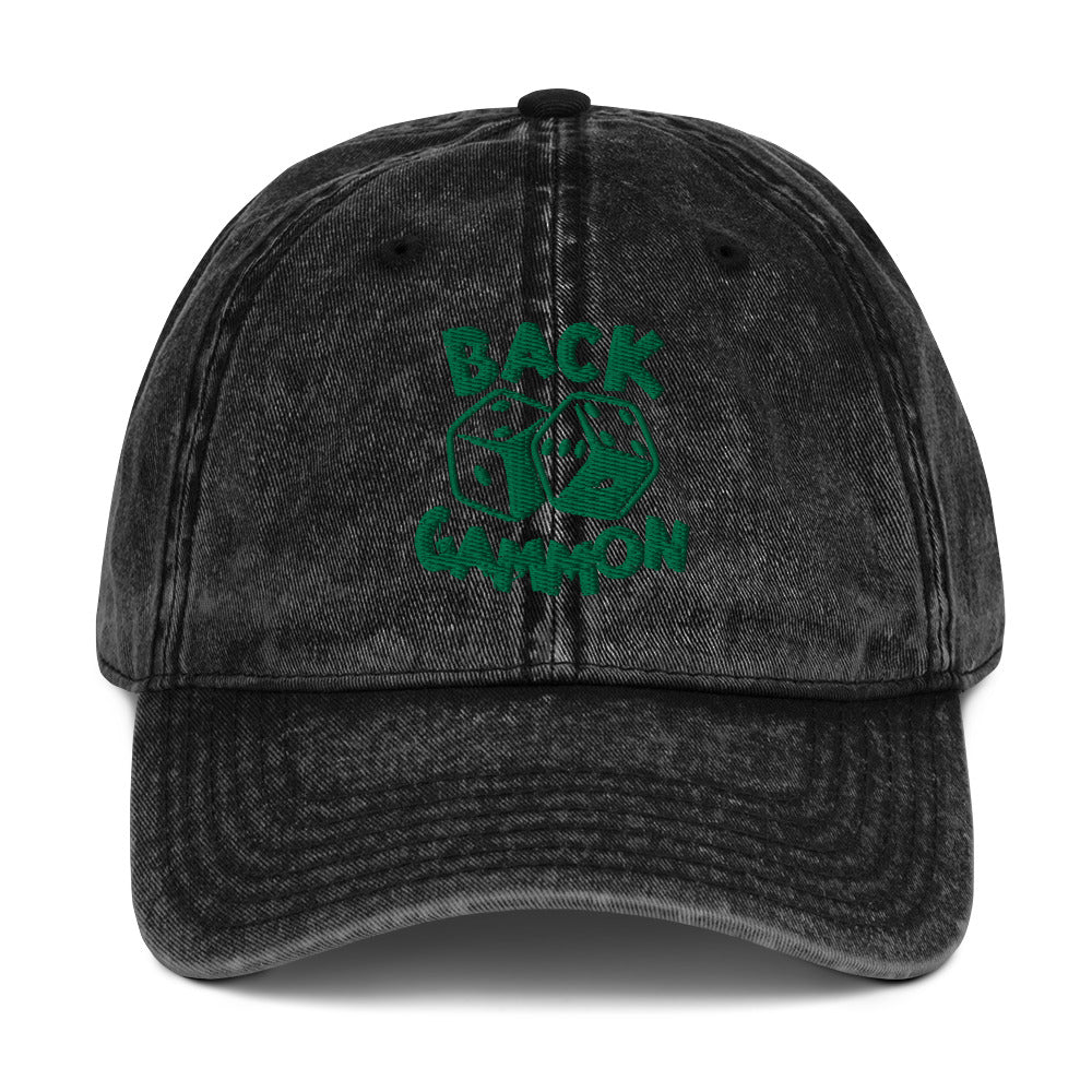 Backgammon Vintage Cotton Twill Hat (green embroidery)