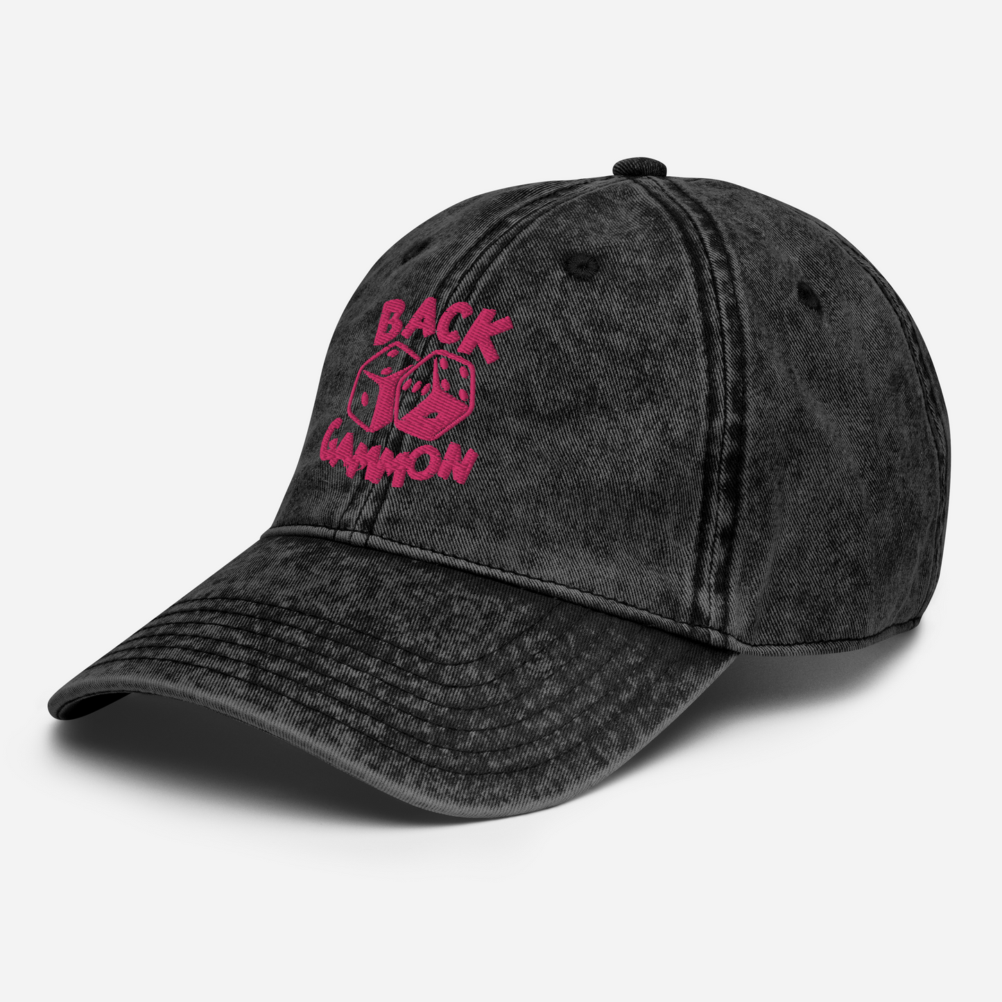 Backgammon Vintage Cotton Twill Hat (pink embroidery)