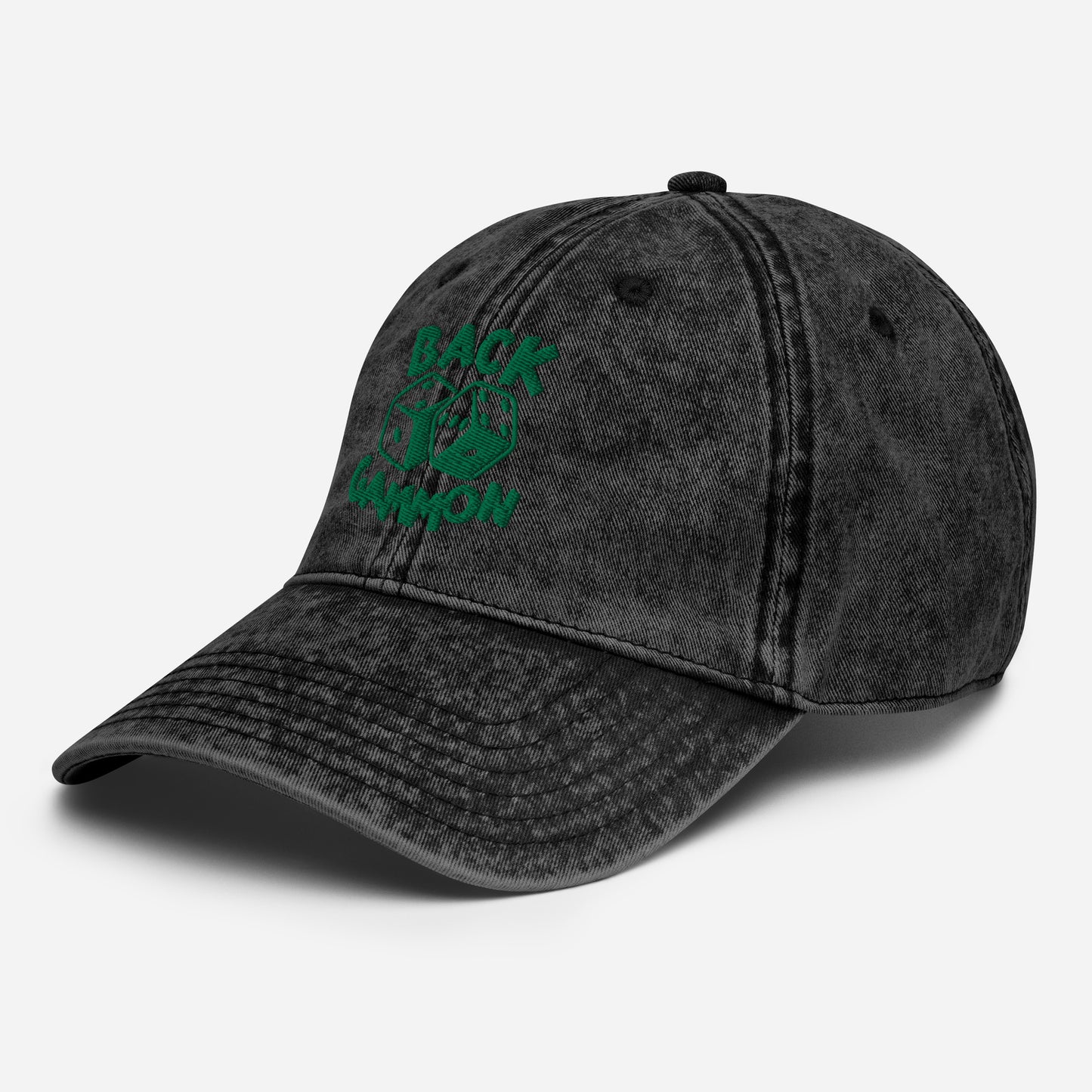 Backgammon Vintage Cotton Twill Hat (green embroidery)